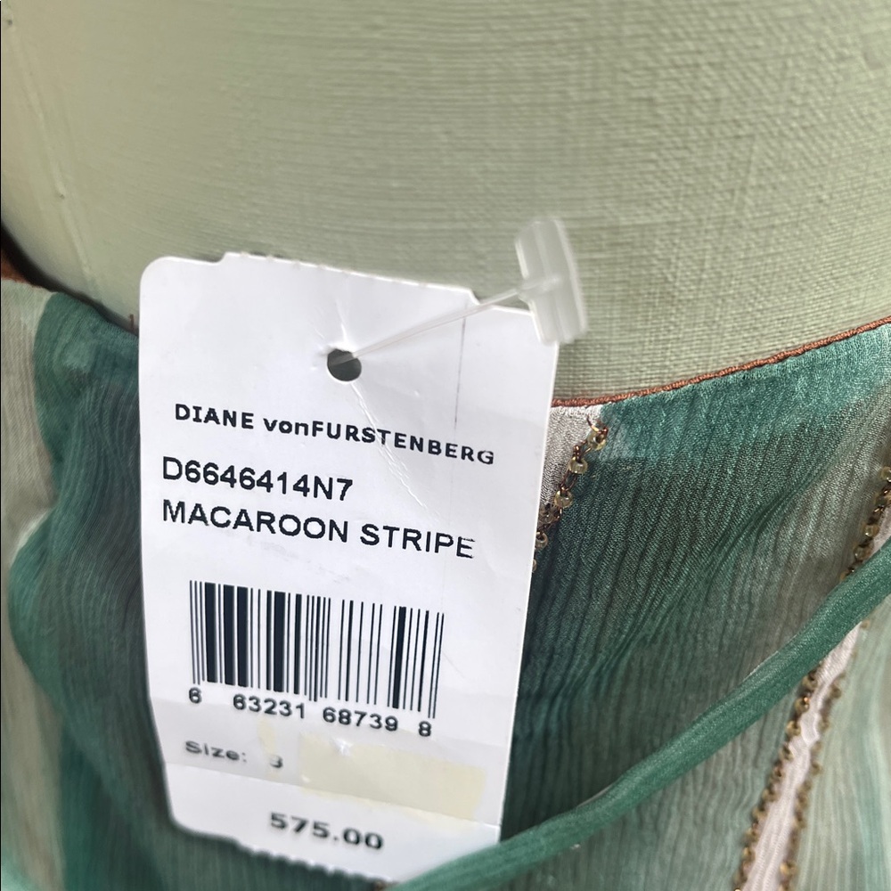 NWT Diane VonFurstenberg Silk Beaded One-Shoulder Striped & Floral Dress size 8 - Picture 10 of 10